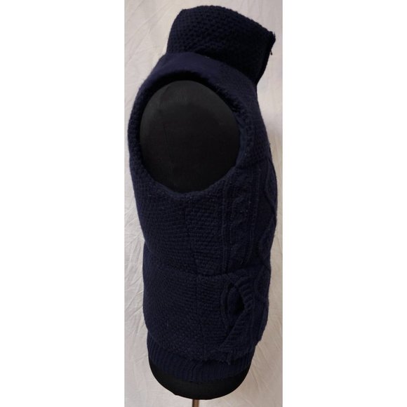 Telluride Clothing Co Small Blue Cable Knit Wool Blend Full Zip Lined Heavy Vest - Picture 10 of 15